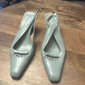 Via speaker, dress shoes, actual color, mint green